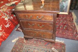 AN 18TH.C.OAK THREE DRAWER SMALL CHEST