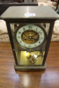 A 19TH.C.FOUR GLASS DESK CLOCK WITH MERCURY COMPENSATED PENDULUM