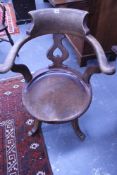 A 19TH.C.MAHOGANY SWIVEL OFFICE CHAIR