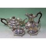 A SILVER FOUR PIECE TEA SET. DATED BIRMINGHAM 1923. WEIGHT 56OZS ALL IN