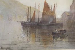 A WATERCOLOUR CORNISH COASTAL VIEW BY CHARLES HANNAFORD AND TWO FURTHER COASTAL WATERCOLOURS