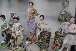 A GROUP OF 19TH.C.STAFFORDSHIRE FIGURES