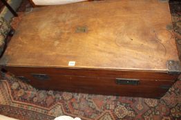 A 19TH.C.CAMPAIGN TRUNK WITH BRASS MOUNTS