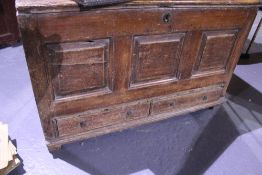 AN 18TH.C.PINE PANEL MULE CHEST