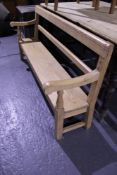 AN ANTIQUE PINE CHILD'S HALL BENCH