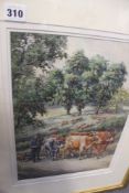 A WATERCOLOUR CATTLE DROVER SIGNED W MILLER 1913