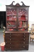 A LATE GEORGIAN MAHOGANY SECRETAIRE BOOKCASE.