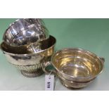 A SILVER TWO HANDLED ROSE BOWL. BIRMINGHAM 1935. 14OZS. ANOTHER ROSE BOWL WITH CENTRE BAND.