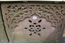 A PAIR OF ANTIQUE CARVED STONE AND PIERCED ARCHITECTURAL ELEMENTS