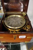 A RARE SHIP'S CHRONOMETER BY J & H JUMP, 93 MOUNT STREET, LONDON.IN BRASS BOUND MAHOGANY CASE