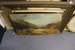 A LARGE 19TH.C.OIL ON CANVAS IN GILT FRAME SIGNED J CURDIE.