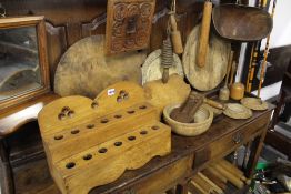 A GOOD COLLECTION OF 19TH.C.AND LATER DOMESTIC TREEN