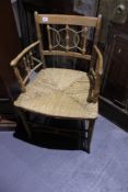 FIVE COUNTRY RUSH SEAT DINING CHAIRS