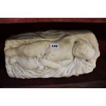 A 19TH.C.CARVED MARBLE SCULPTURE OF A SLEEPING CHILD