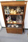 A 19TH.C.MAHOGANY AND SATINWOOD DISPLAY CABINET