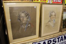 A PAIR OF PASTEL PORTRAIT PICTURES BY JAMES SWINTON.