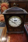 A REGENCY MAHOGANY AND BRASS INLAID BRACKET CLOCK WITH LATER MOVEMENT