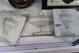 THREE REGENCY MARBLE RELIEF CARVED PANELS