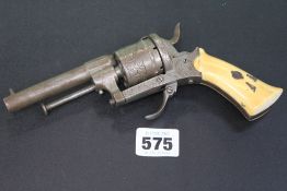 AN ANTIQUE BELGIAN PINFIRE REVOLVER