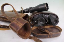 A GOOD HENSOLDT WETZLAR ZIEL DIALYT TELESCOPIC RIFLE SIGHT IN ORIGINAL LEATHER CASE TOGETHER WITH