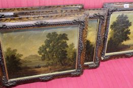 A GROUP OF FOUR OLD MASTER OIL ON CANVAS SCENES OF RURAL LIFE