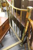 A PAIR OF EDWARDIAN BRASS SINGLE BEDS.