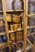 A GOOD COLLECTION OF APPROXIMATELY FIFTY GEORGIAN AND VICTORIAN TEA CADDIES, WRITING BOXES,
