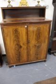 A HEAL'S SHERATON STYLE FLAME MAHOGANY SIDE CABINET