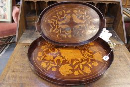ONE GEORGIAN MAHOGANY AND BOXWOOD INLAID BRASS BOUND TRAY
PLEASE NOTE THE LARGER TRAY IS