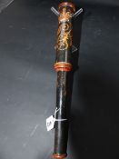 A GEORGE III FRIUTWOOD AND POLYCHROME DECORATED TRUNCHEON WITH CROWNED GR CYPHER.