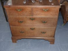 An 18th.c.oak small chest of two short and two long drawers