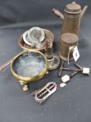 A collection of various antique and vintage kitchenalia to include pewter, tin ware, etc