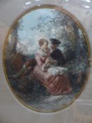 H.F.C. Tenkate (1822-1891). The Lovers. Oval watercolour signed and dated 1850