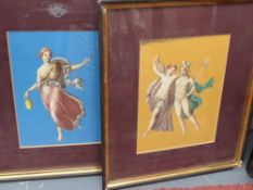 19th Century Italian School. Pair of studies of classical figures, watercolours and two other