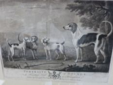 Late 18th Century print of fox hounds after Wootton by R Earlom, after a painting at Houghton