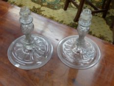 A pair of Antique glass large candlesticks