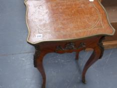 A continental parquetry inlaid and bronze mounted occasional table