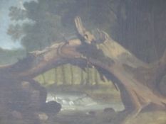 18th/19th Century English School. Wooded river landscape. Oil on canvas