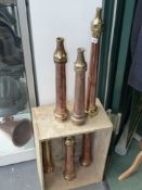 A good collection of bronze and copper fireman's hose, nozzles, couplings and stand pipes
