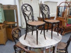 A rare set of six Thonet No. 4 bentwood cafe chairs