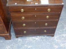 An early 19th.c.mahogany small chest of four long drawers