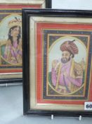 A pair of Indo Persian miniature portraits of royal figures. Watercolour