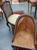 A colonial hardwood side chair with cane back, a colonial tub chair, a Georgian ladder back side