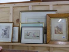 A 19th.C.Watercolour of a mountain track with figures and two others by different hands together