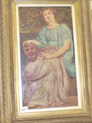 An interesting victorian relief moulded and polychromed panel of a classical maiden