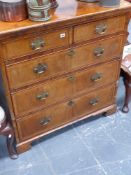 An 18th.c. and later walnut and crossbanded chest of two short and three long drawers