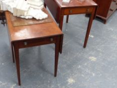 An early 19th.c.boxwood Pembroke table with frieze drawer together with a similar smaller example