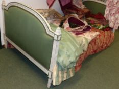 A French Louis XVI style carved and painted single bed