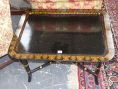 A pair of Regency style tray top side tables