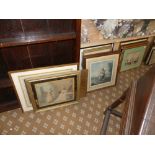 A group of antique and later decorative figural prints, all hand coloured